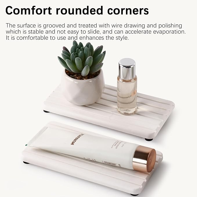 2 PCS Water Absorbent diatomite Coasters, 7.1" x 3.5" Water Absorbing Stone Tray - Image 2