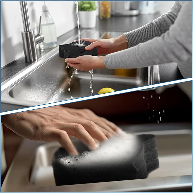 Tioncy 12 Pack Black Cat Sponges Bulk Dual Sided Scrubber Sponges Dishwashing - Image 6