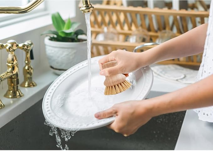 HIC Harold Import Co. Kitchen Natural Bristle Dish Pan Scrub Brush, Non-Scratch - Image 3