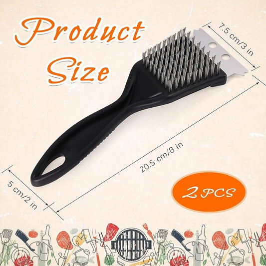 2 Pcs Grill Brush and Scraper, Barbecue Grill Cleaning Brush Stainless Steel - Image 2
