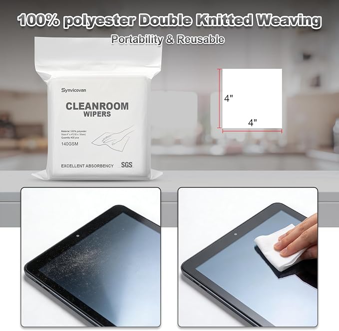 Cleanroom Wipers 4"x4" Double Knit 100% Lint Free Cloths - Image 3