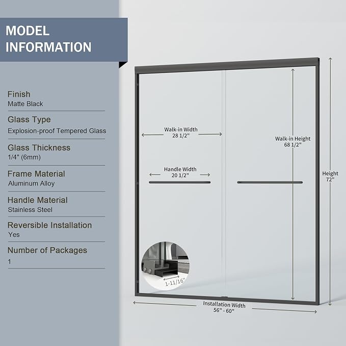Abruzzo Double Sliding Shower Door - Image 3