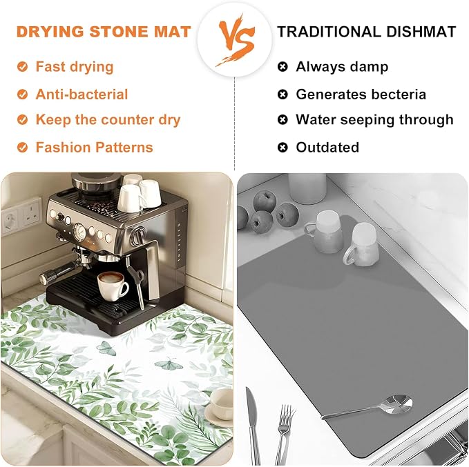 LOKHOM Dish Drying Mat for Kitchen Counter, Drain Rack Mat for Counter Coffee - Image 6