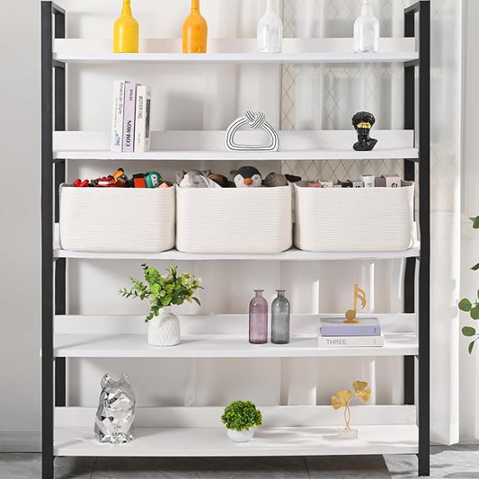 Large Storage Baskets for Organizing Shelves, Woven Cotton Rope Bins for Baby - Image 2
