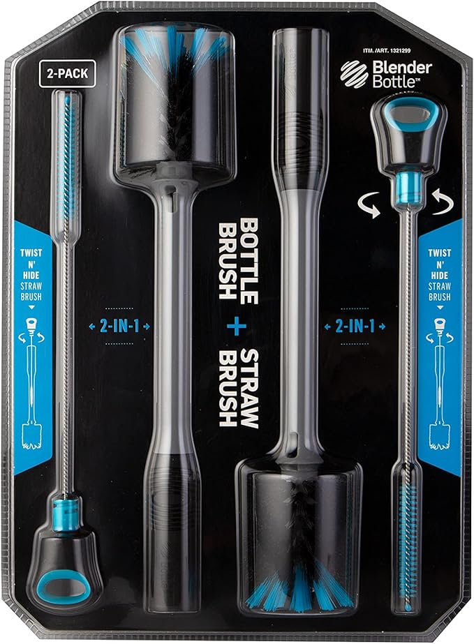 BlenderBottle 2-in-1 Shaker Bottle and Straw Cleaning Brush, 2 Pack by BlenderBottle