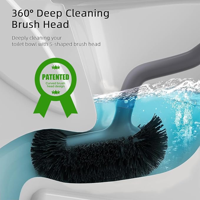 HAMITOR Toilet Bowl Brush Holder Set: Bathroom Deep Cleaning Toilet Cleaner - Image 2