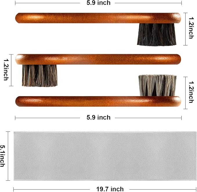 4-Piece Horse Hair Shoe Brush Shine Kit, Shoe Polish Brush, Leather Shoes Boot - Image 2