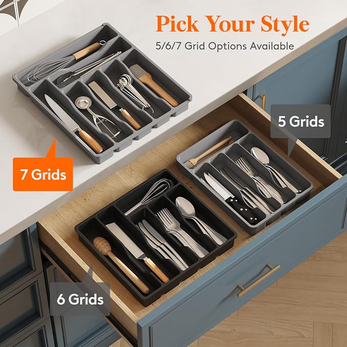 Lifewit Silverware Drawer Organizer Tray, Plastic Cutlery Storage - Image 7