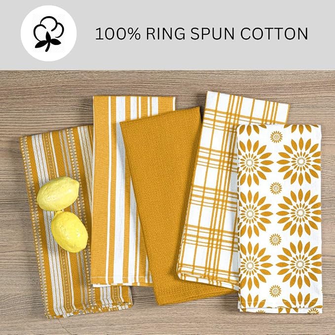 Assorted Kitchen Towels 16x26 Inch 100% Cotton Set of 5 - Image 2