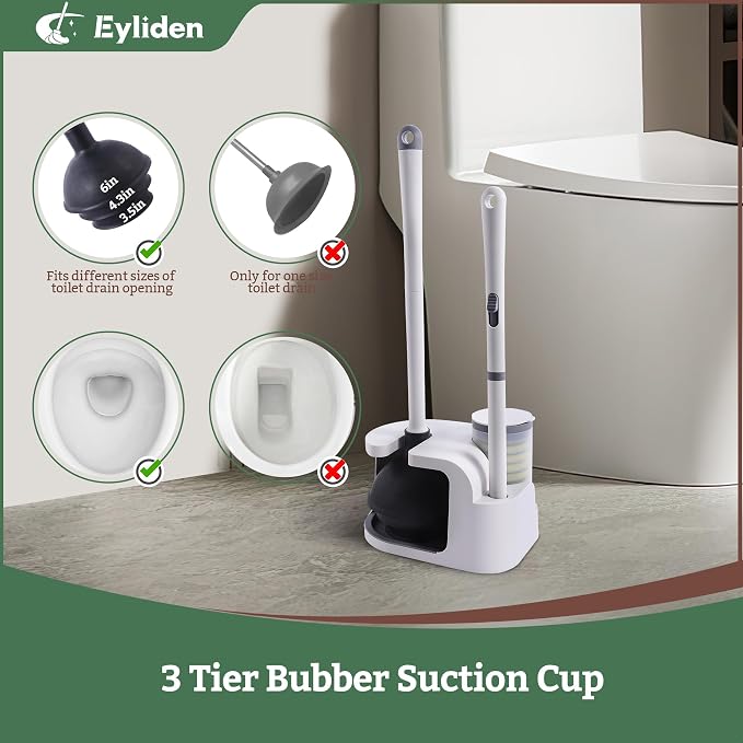 Eyliden Disposable Toilet Brush and Plunger Combo | 2-in-1 Toilet Bowl Wand Kit - Image 7