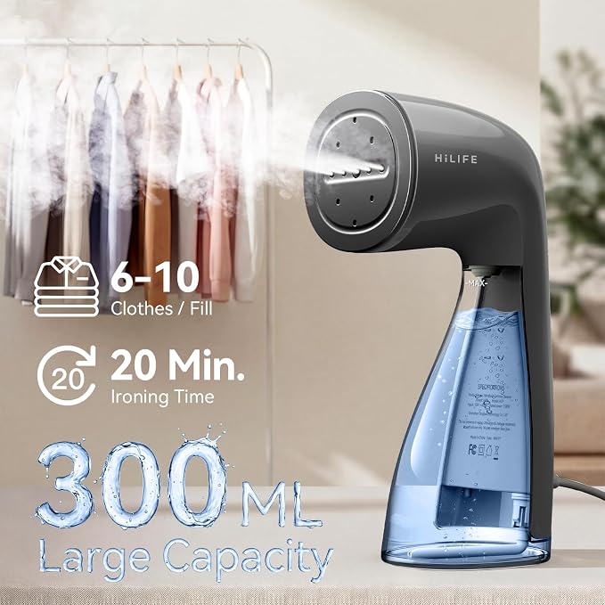 HiLIFE Steamer for Clothes, 1100W Clothes Steamer, Fast Wrinkle Removal - Image 6