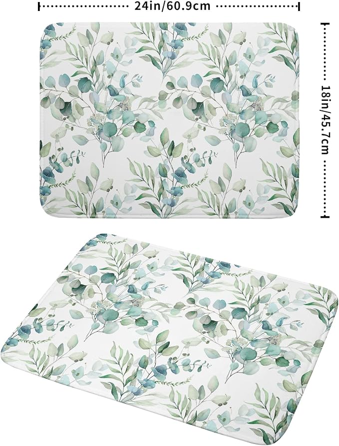 Sage Green Leaves Dish Drying Mats - Image 2