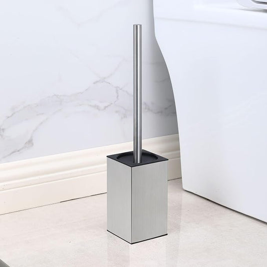Toilet Brush and Holder, Stainless Steel Square Toilet Bowl Brush Freestanding - Image 2