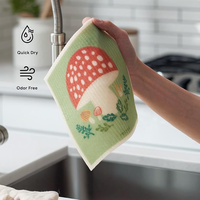 RECYCO Swedish Dishcloths for Kitchen | 6 Packs Forest Mushroom Washable Dish - Image 6