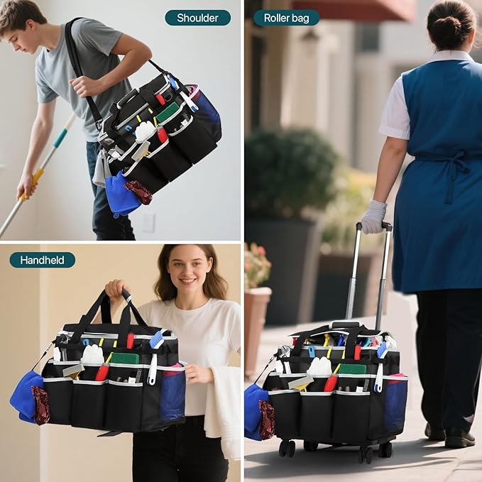 Large Rolling Cleaning Caddy Bag - Image 6