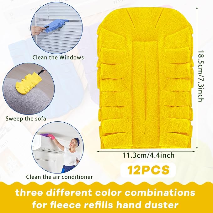 Zubebe 12 Pcs Duster Refill Reusable Fleece Duster Refills Feather Flat Dusters - Image 2