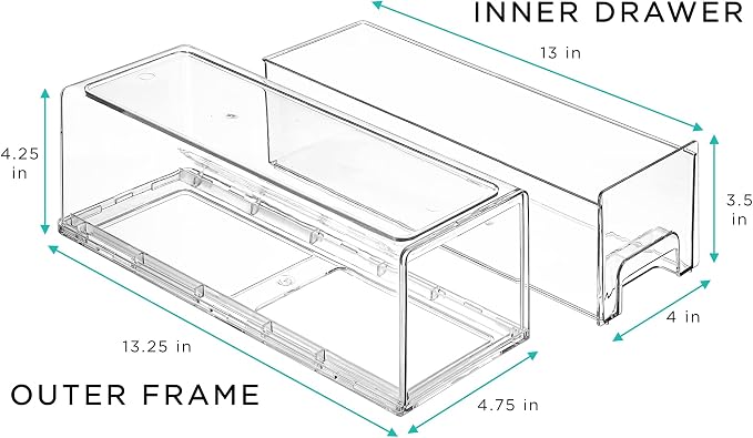 Sorbus Small Wide Clear Storage Drawers – Stackable Pull-Out Storage Bins - Image 3