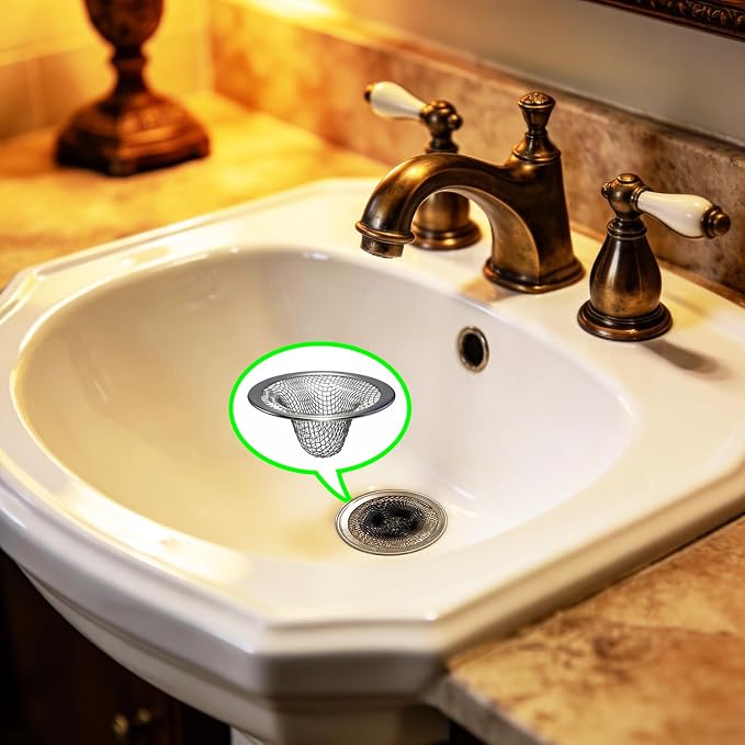 2.215" Top Diameter, 1.0" Basket Small Bathroom Sink Strainer, Little Drain Mesh - Image 4