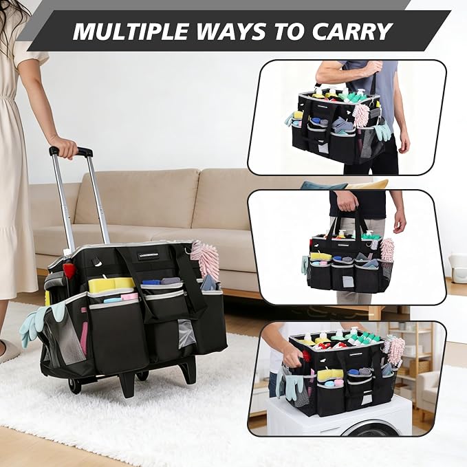 Large Rolling Cleaning Caddy Bag, Cleaning Caddy - Image 7