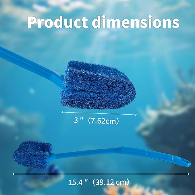SLSON Aquarium Algae Scraper Double Sided Sponge Brush Cleaner Long Handle Fish - Image 3