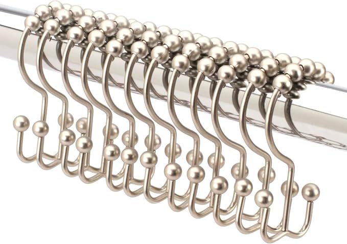 2lbDepot Double Sided Shower Curtain Hooks, Decorative Brushed Nickel Shower by 2LbDepot