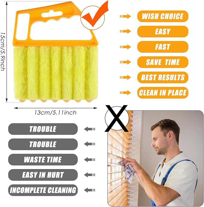 Geiserailie 2 Pcs Window Venetian Blind Cleaner Duster Tool Washable 7 Fingers - Image 6