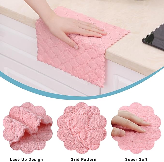 Homaxy 12 Pack Kitchen Dish Cloths, Super Soft and Absorbent Coral Velvet Dish - Image 2