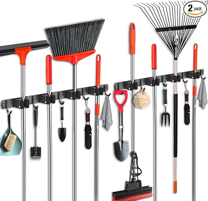 2 Pack Mop and Broom Holder Wall Mount, Upgraded Broom Hanger Wall Mount by FODARSAI