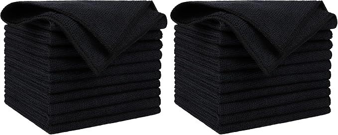 AIDEA Microfiber Cleaning Cloth Black 10PK, Microfiber Towels by AIDEAHOME