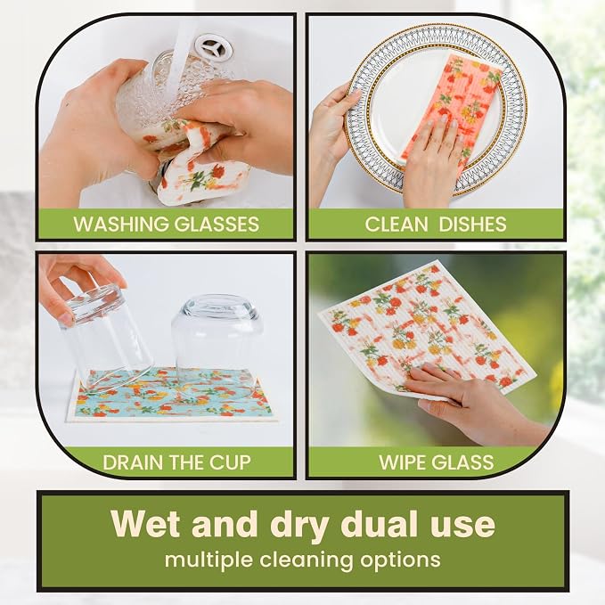 Swedish Dishcloths for Kitchen Reusable 6 Pack Kitchen Towels No Odor - Image 5