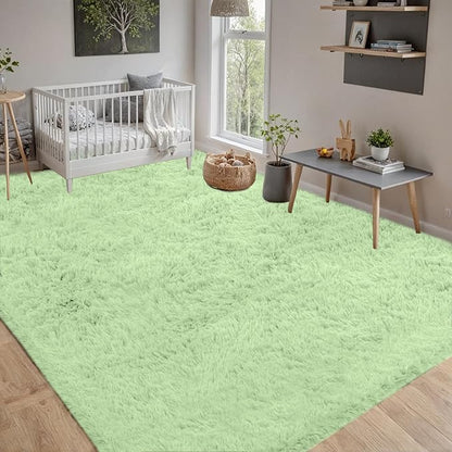 6x9 Area Rugs for Living Room Rug: Soft Fluffy Shag Mint Green Rugs for Bedroom, Non-Slip Large Fuzzy Plush Rug Indoor Floor Carpet for Nursery Kids Boys Girls Room, Dorms, Playroom, Modern Home Decor