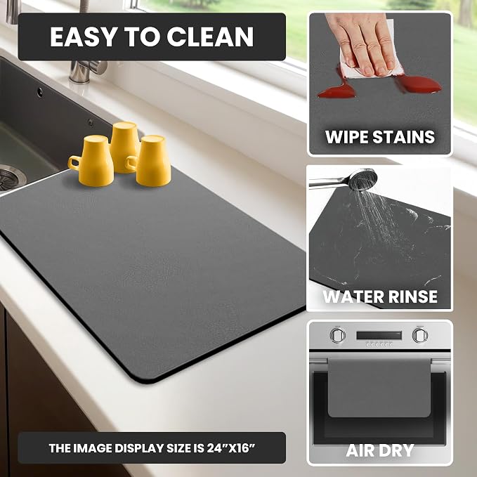 Dish Drying Mat Super Absorbent – 24" x 16" Coffee Mat - Image 5