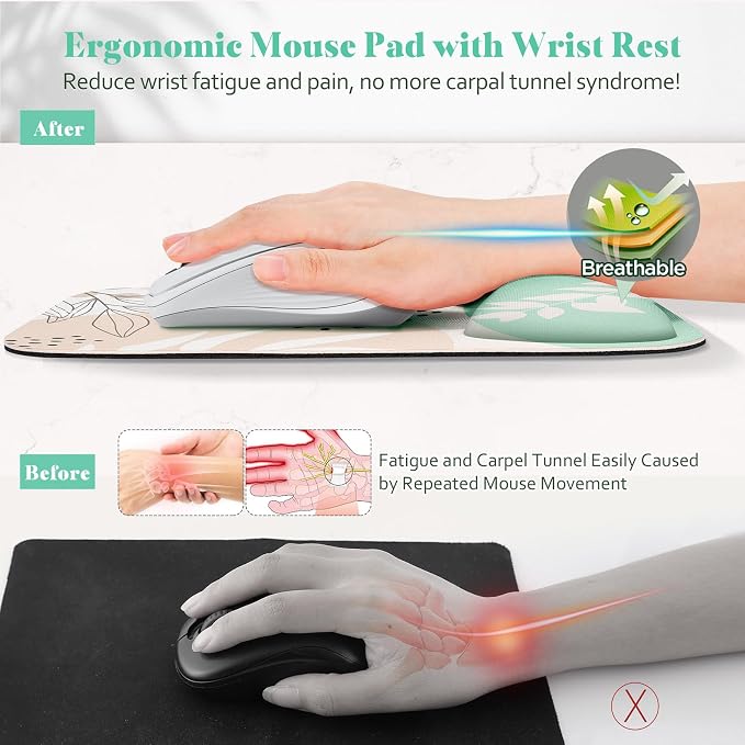 Gimars Large Smooth Superfine Fibre Memory Foam Ergonomic Mouse Pad Wrist Rest - Image 3