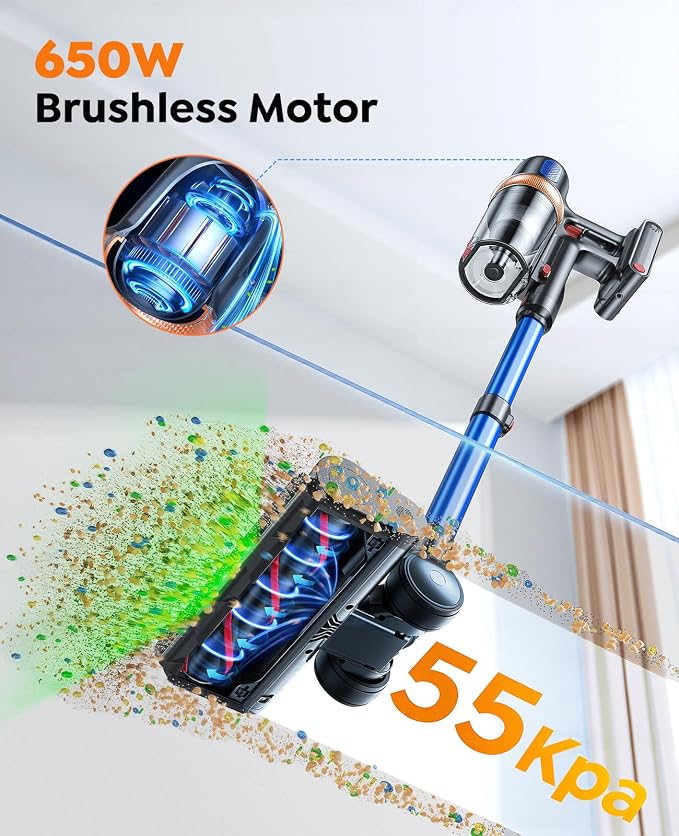 Cordless Vacuum Cleaner, 650W 55KPA 70Mins Vacuum Cleaners - Image 2