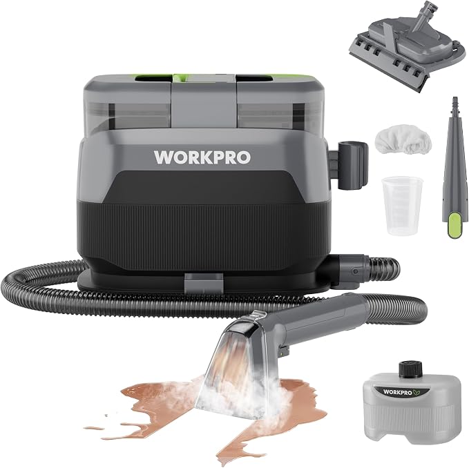 WORKPRO Steam Portable Carpet and Upholstery Cleaner, 16KPa Upholstery Cleaner by WORKPRO