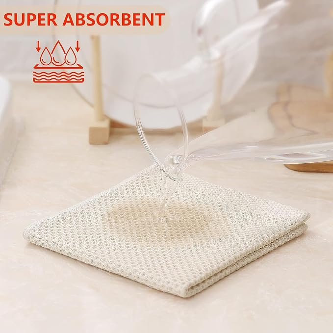 Kitinjoy 100% Cotton Kitchen Dish Cloths, 8 Pack Waffle Weave Ultra Soft - Image 3