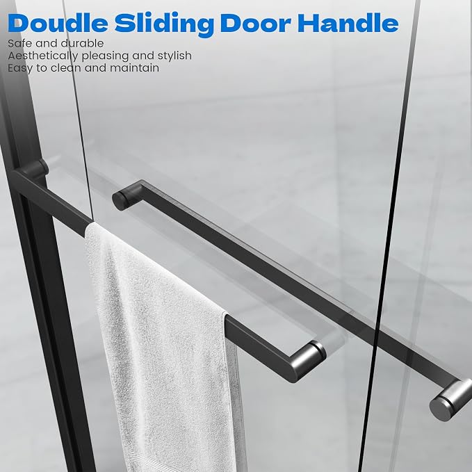 Sliding Shower Door, 56-60" W x 76" H Semi-Frameless Double Sliding Glass - Image 8