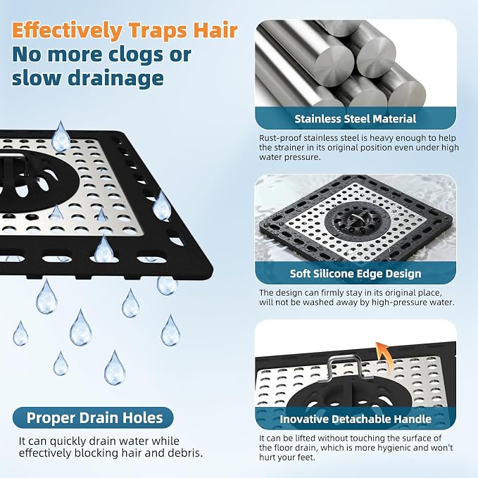 Hibbent 2 Pack Upgraded Shower Drain Hair Catcher, Shower Drain Cover - Image 2