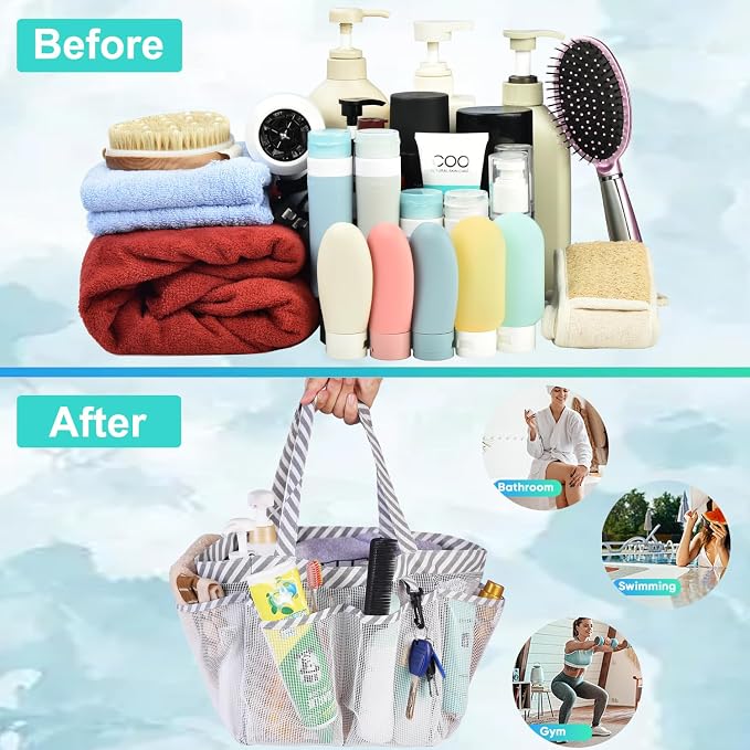 Haundry Mesh Shower Caddy Bag for College Dorm Room Essentials Portable Shower - Image 3