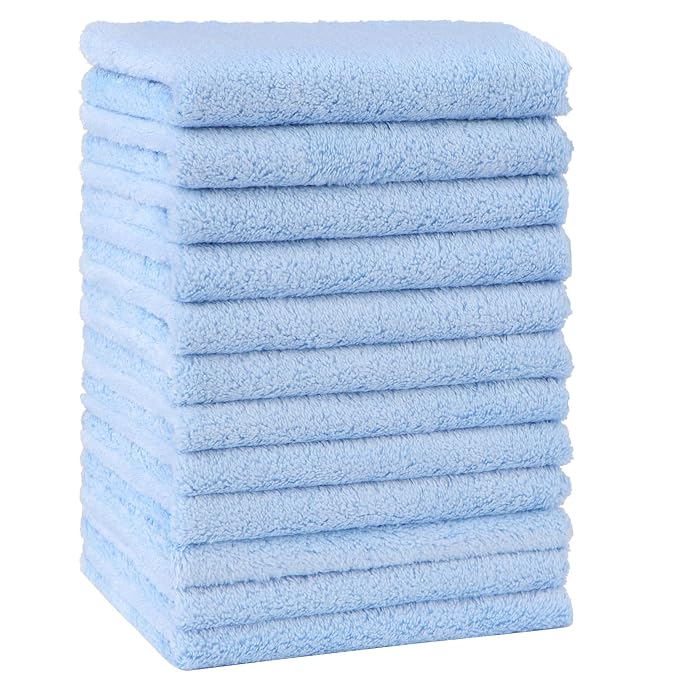 HOMEXCEL Baby Washcloths 12 Pack-Microfiber Coral Fleece Baby Bath Face Towel 7 by HOMEXCEL