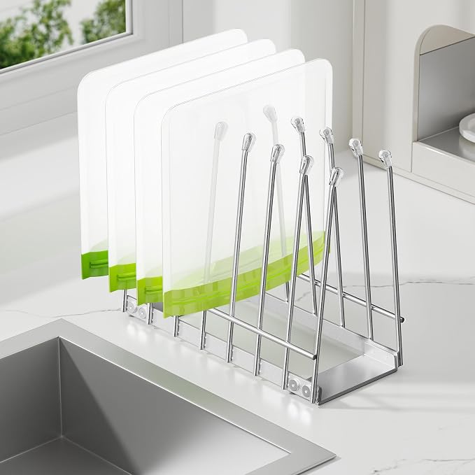 Plastic Bag Drying Rack, Metal Reusable Silicone Ziplock Bag & Bottle Drying - Image 7