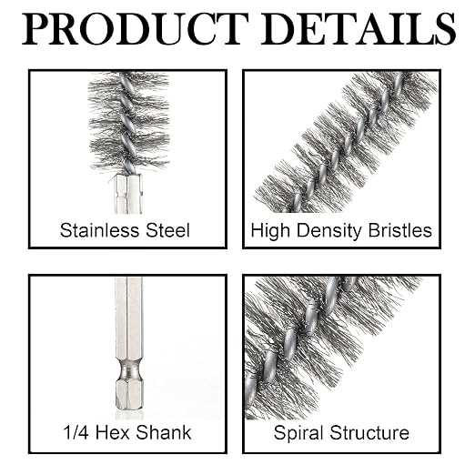 Patelai 12 Pcs Stainless Steel Wire Bore Brush Different Size Twisted Cleaning - Image 3