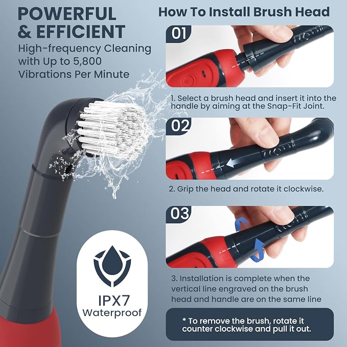 LifeBasis Rechargeable Power Scrubber 11-Piece Kit, Cordless Electric Cleaning - Image 5