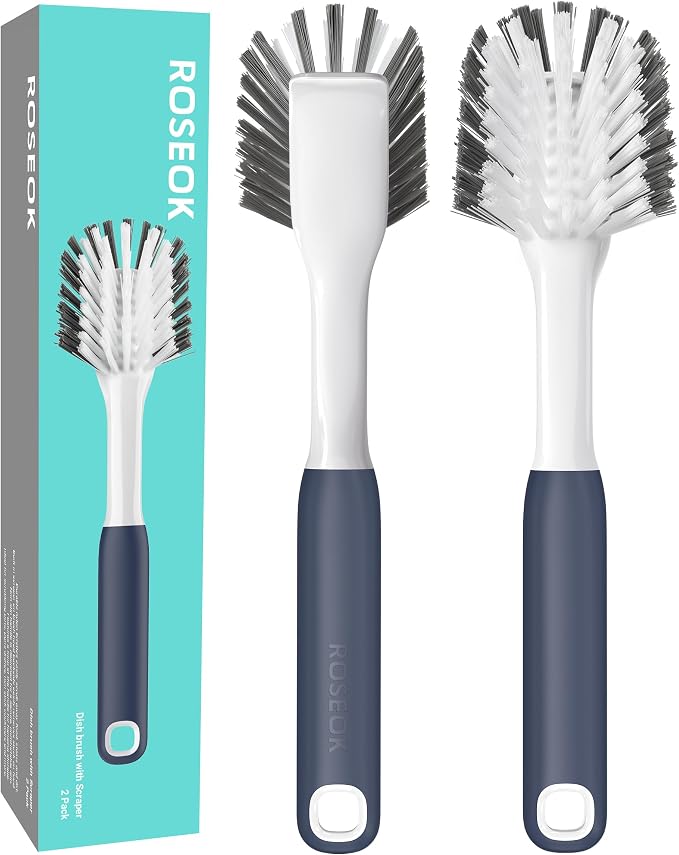 Dish Brush with Built-in Scraper, Kitchen Scrub Brush - Image 9