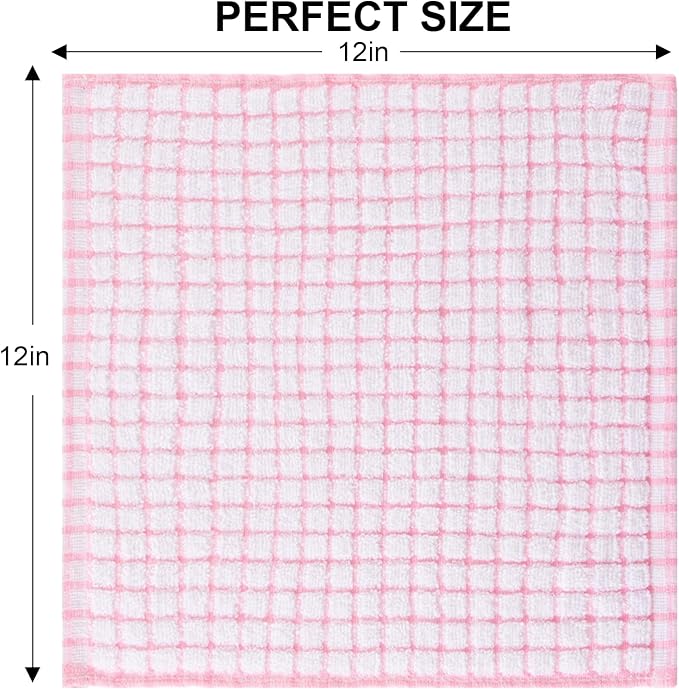 Kitinjoy Cotton 12 Pack Terry Kitchen Dish Cloths, 12 x 12 Inches Super Soft - Image 6