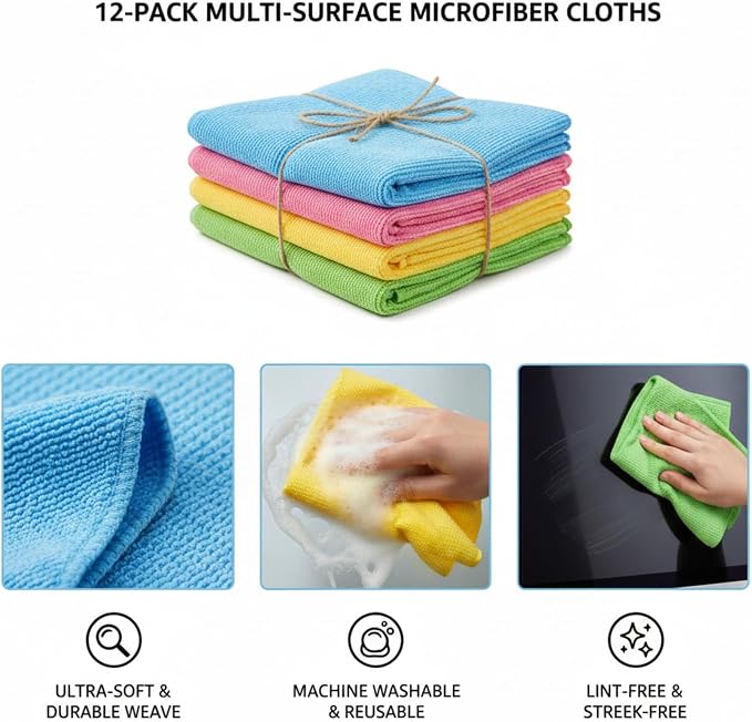 Microfiber Cleaning Cloths | Ultra Absorbent | Lint Free | Streak Free | - Image 4