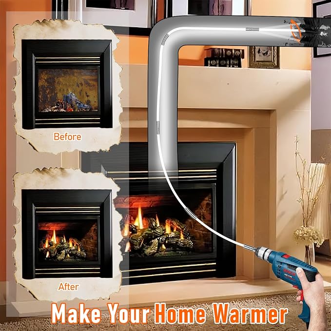 20Feet Chimney Sweep Kit, 8 in Brush Head, Dryer Vent Cleaner Kit, Chimney - Image 7