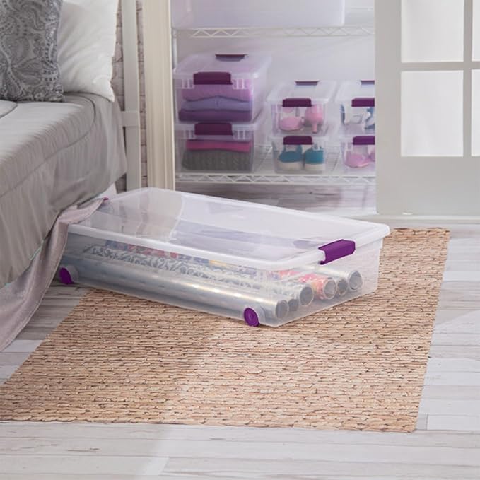 Sterilite 12-Pack ClearView Latch Box, Wheeled Underbed Organizer Bins - Image 6