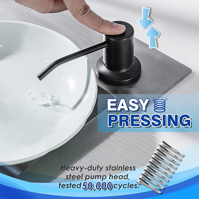 Built in Soap Dispenser for Kitchen Sink WEWE, Stainless Steel Matte Black in - Image 4