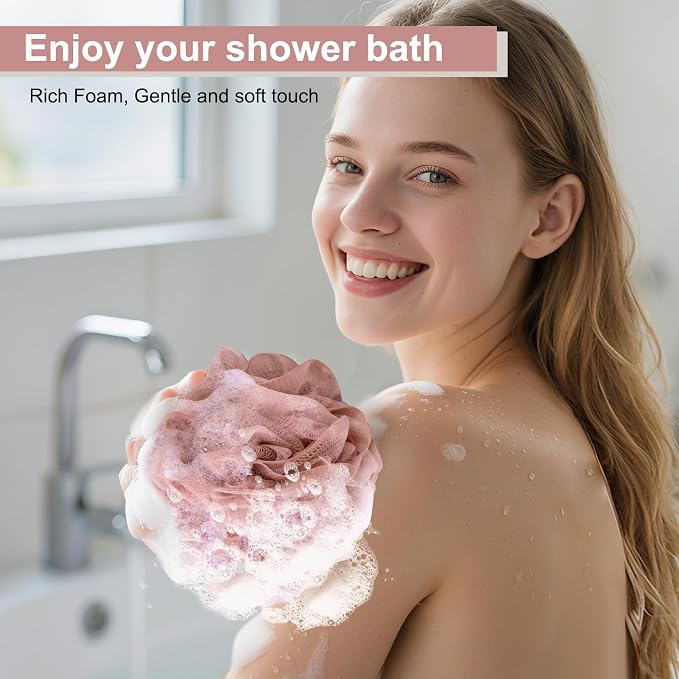 Loofah Sponge XXL-100g 4 Pack, Bath Sponge Soft Mesh Shower Puff Loofah - Image 4
